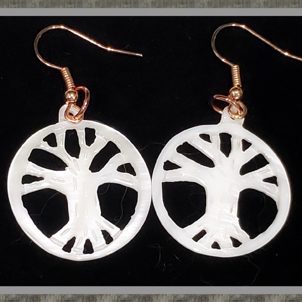 Mother of Pearl Family Tree Handmade Earrings
